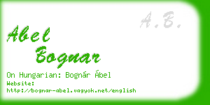 abel bognar business card